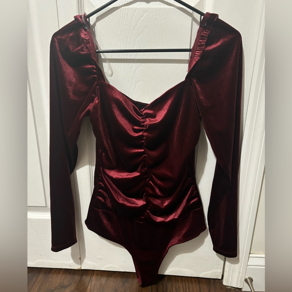 Burgundy long sleeve bodysuit